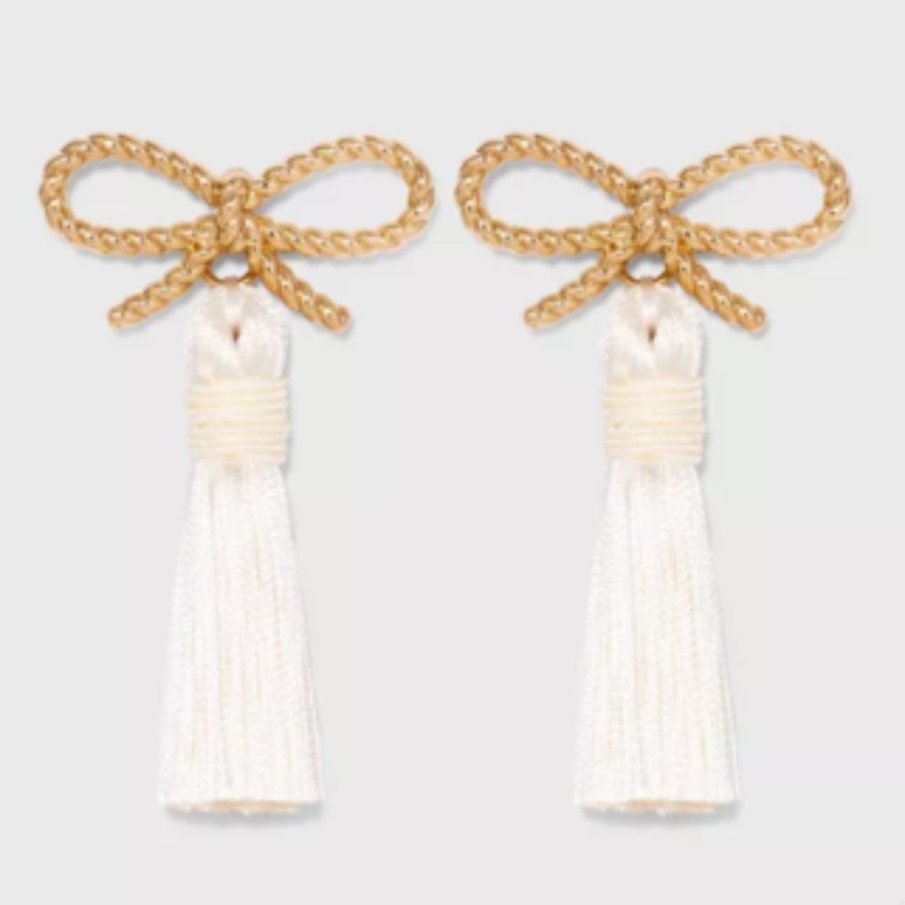 BRAND NEW SUGARFIX Braided Bow Tassel Earrings